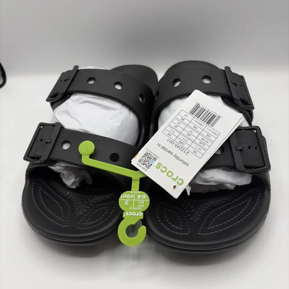 Crocs Saturday Sandals Black Buckle Limited Edition Men’s Sz 11 EU 46 NWT
